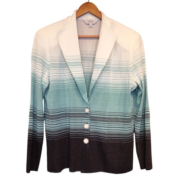 Misook Woman 1X Ombré Striped Cardigan Sweater Blazer Jacket Dressy Metallic - Picture 1 of 10